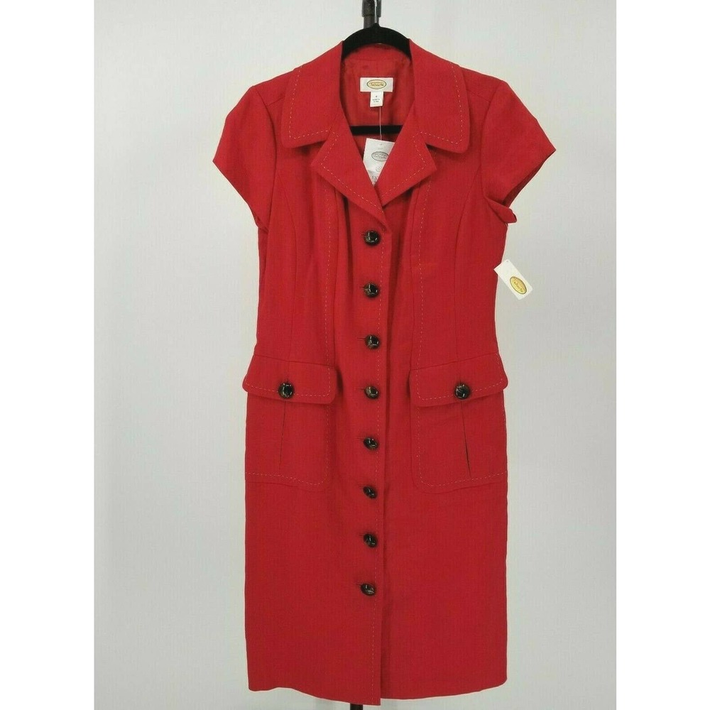 Women’s Talbots Red Lined Short Sleeve Dress Sz 6